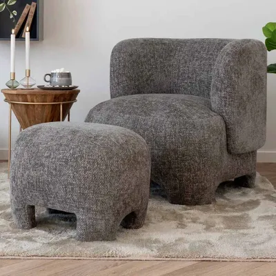 Image de House Collection Fauteuil avec repose-pieds Laure Gris