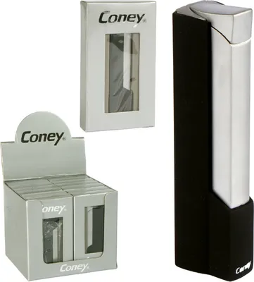 Obrázok produktu pre Elektronický zapaľovač Coney, 7 cm, plniteľný, jeden kus v darčekovej krabičke, strieborno-čierny