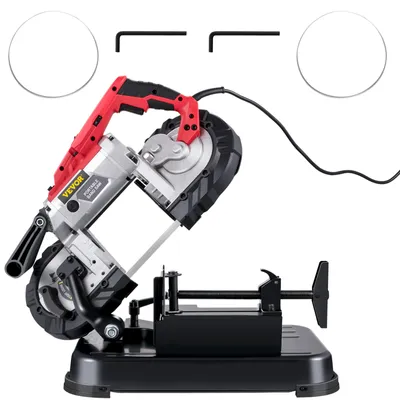 Obrázek produktu pro VEVOR pásová pila velikost řezu 12,7 cm, 1100 W 10 A ocelový pilový pás Pila na železo s max. řezným výkonem 127 mm (bez podstavce), stupnice rychlosti 137,8 - 472,4 stop za minutu Pásová pila na kov