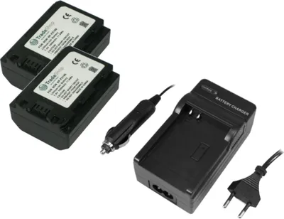 Produktbild von Trade-Shop 3in1 Set: 2x Li-Ion Akku 1,6Ah + Ladegerät mit Kfz-Ladekabel kompatibel mit Sony Alpha 7 III ILCE-7M3 ILCE-7M3K, 7R III ILCE-7RM3, A7R III