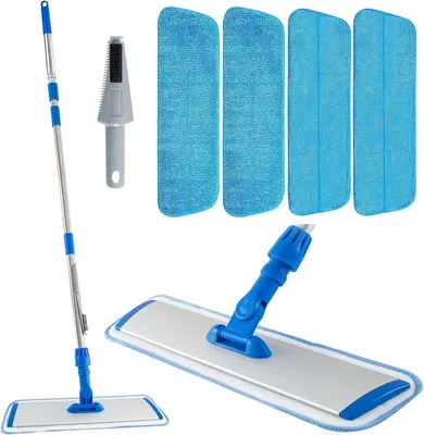 Flachmopp-Set mit Mikrofaser-Mopp und verstellbarem Griff