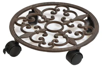 Produktbild von B&S Pflanzenroller Blumenroller Antik Shabby Ø 27 cm Rund massiv Gusseisen