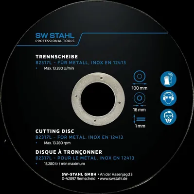 Immagine prodotto di Disco da taglio in acciaio SW per metallo, 100 x 1,0 x 16 mm, 10 pezzi 82317L