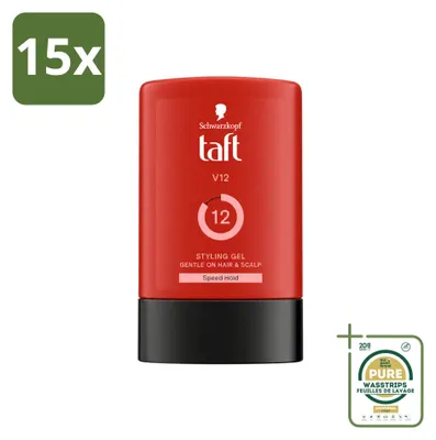 Imagen del producto de 15 unidades de gel de peinado Taft V12 – Fijación extremadamente fuerte – 300 ml – Paquete de suministro