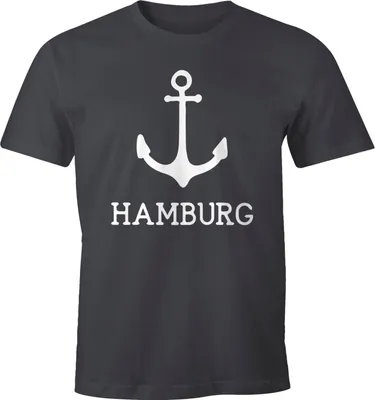 Produktbild von Herren T-Shirt mit Anker Aufdruck Hamburg Moonworks® dunkelgrau XXL