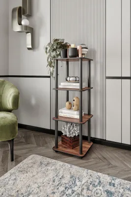 Produktbild von Skye Decor, Hochwertiges Bücherregal, Walnuss, 34 x 106 x 34 cm | 100% MDF, Komprimierte Kraftbeine | Modernes Design, ideal für Zuhause und Büro, stilvoll und funktional.