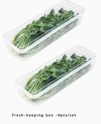 Produktbild von Kühlregal aus Kunststoff für lange, abnehmbare und verschließbare Container für Gemüse in der Kühlschrank-Organizer
