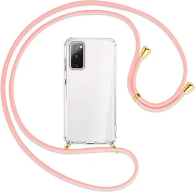 Produktbild von Handykette Backcover-Schutzhülle mit Band (Metall goldfarben) für Samsung Galaxy S20 FE / Lite - rosa