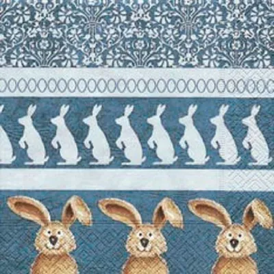 Produktbild von 20 LUNCH SERVIETTEN 33x33cm Hasen Ostern in blau/PARADE OF BUNNIES