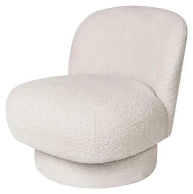 Produktbild von Sessel Bouclé Cremeweiß ohne Armlehnen mit Drehfunktion im Retro-Stil
