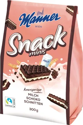Produktbild von Manner Snack Minis Milch Schoko Schnitten 300g