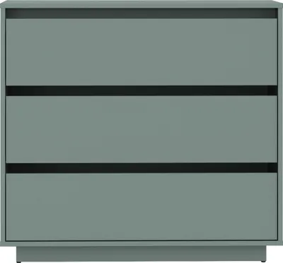 Produktbild von Forte TAHOE Kommode 90 100, minimalistische Kommode mit 3 Schubladen, Wohnzimmer, Schlafzimmer, Holzwerkstoff, Salbei, 93,5 cm breit x 96,7 cm hoch x 41,4 cm tief