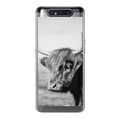 Produktbild von MuchoWow® Handyhülle Schutzhülle Hülle für Samsung Galaxy A80 Schottischer Highlander - Tiere - Schwarz - Weiß Silikon Softcase Handy Hülle - Schutzdeckel