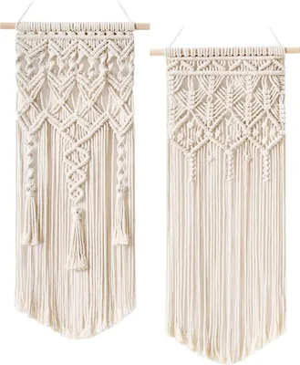 Obrázek produktu pro 2 kusy Macramé Nástěnný závěs Boho Deco Chic Tkaný gobelín - Krásný byt Ložnice Svatební byt Pokoj Dekorace Home Decor, 71cm (D) x 33cm (Š) a 73cm (D) x 33cm (Š)