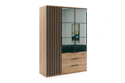 Produktbild von Sorento Kleiderschrank - Craft Gold, Lamellen Schwarz - 150 x 61 x 215 cm