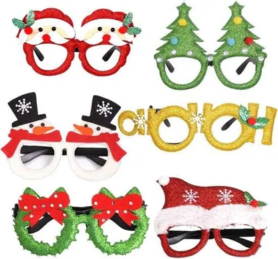 Produktbild von Weihnachtsdekorative Brillen Set 6teilig Glanz