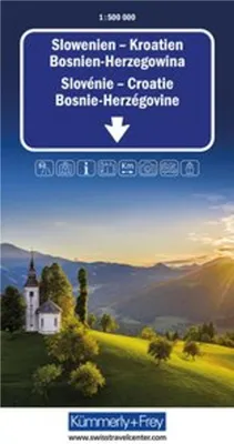 Obrázok produktu pre Kümmerly+Frey Cestná mapa Slovinsko, Chorvátsko, Bosna a Hercegovina 1:500 000