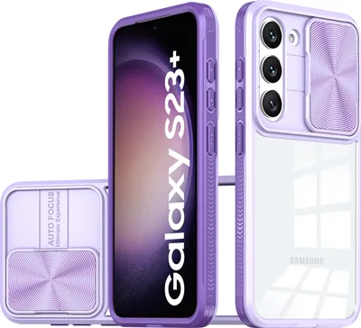 Image de Galaxy S23+ Case, Coque hybride transparente en TPU avec caméra coulissante Samsung Galaxy S23+ / S23 Plus Violet