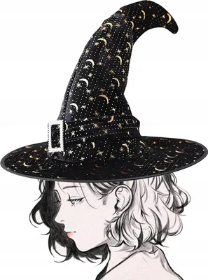Produktbild von Hexenhut mit goldenen Verzierungen Schwarz Halloween
