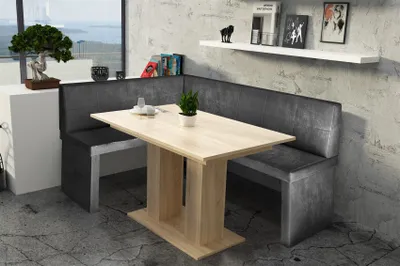 Produktbild von Eckbankgruppe 196x142 cm ROBIN XL R Vin..Schwarz/ Tisch DANTE Sonoma