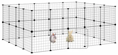 Immagine prodotto di vidaXL Gabbia per animali domestici da 36 pezzi con porta nera 35x35 cm in acciaio