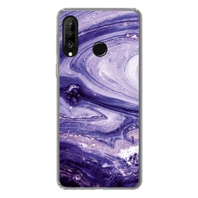 Produktbild von MuchoWow® Handyhülle Schutzhülle Hülle für Huawei P30 Lite Marmor - Naturstein - Glitzer Silikon Softcase Handy Hülle - Handyhülle