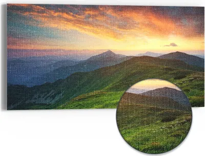 Produktbild von DEQORI Hybrid Leinwand Bild 60x30 cm 'Abendlicher Horizont' Wandbild Glas flach modern