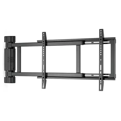 A black motorized TV wall mount is shown against a white background.