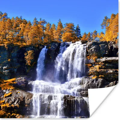 Produktbild von MuchoWow® Poster Wasserfall - Norwegen - Natur 30x30 cm - Wandposter - Printing