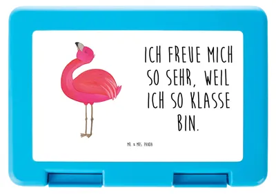Produktbild von Mr. & Mrs. Panda Lunchbox Flamingo Stolz - Weiß - Geschenk, Bentobox, Vorratsbehälter, Vorratsdose, Mama, Snackbox, Rosa, Bento Box, Schwester, Selbstliebe