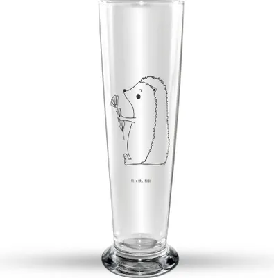 Produktbild von Mr. & Mrs. Panda Bierglas Igel Blumen - Transparent - Geschenk, Genesungswünsche, Besuch, Bierbecher, Lustige Sprüche, Krankenhaus, Gute Besserung, Glasbecher, Trinkglas