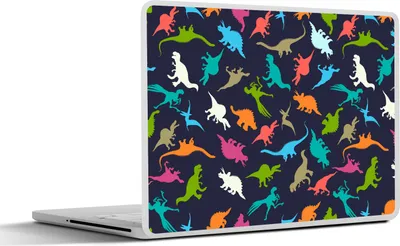 Produktbild von MuchoWow® Laptop Aufkleber Sticker Cover Muster - Dino - Farben - Jungen - Kinder - Kind 25x18 cm - Laptop-Deko