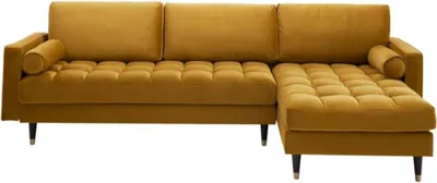 Produktbild von Casa Padrino Samt Ecksofa 260 x 155 x H. 85 cm - Verschiedene Farben - Wohnzimmer Sofa mit Kissen - Wohnzimmer Möbel