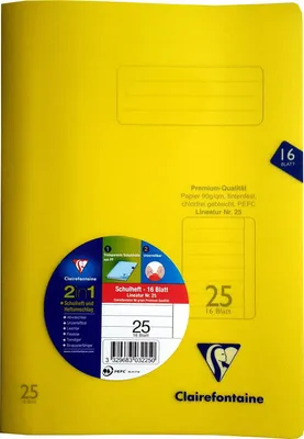 Produktbild von Clairefontaine Schulheft Kar 26, A4, 16 Blatt, fester, transparenter PP-Einband #303226C