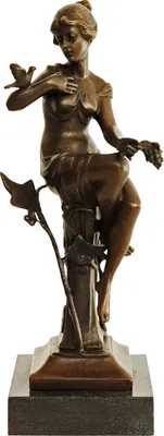 Produktbild von Bronzeskulptur Frau Vogel im Antik-Stil Bronze Figur Statue 23cm