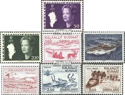 Produktbild von Briefmarken Dänemark - Grönland 1981 Mi 126-132 (kompl.Ausg.) Jahrgang 1981 komplett postfrisch Margarethe