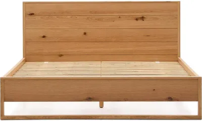 Produktbild von Bett Alguema 160x200 cm Massivholz Sperrholz Eichenfurnier Natur