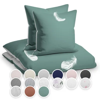 Produktbild von sleepwise Bettwäsche 240x220 Sommer Bettwäsche 3tlg- , Traumhaft Weich, Atmungsaktiv, Bügelfrei & Knitterfrei - Bettbezug Set aus weicher Mikrofaser mit 65x65cm Kissenbezüge, Graugrün/Hellgrau