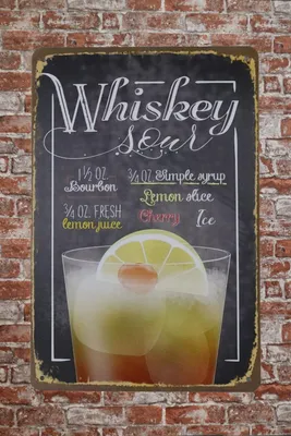 Produktbild von Whiskey Sour Metallschild - Mancave - Retro blechschild - Metal Sign - Metall Poster - Wanddekoration - Wandschild - Dekoration.