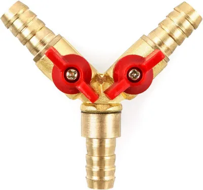 Image de QWORK Raccord de tuyau 3 voies 10mm laiton Vanne à bille Raccord de tuyau en T