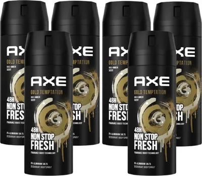 Produktbild von AXE Bodyspray Gold Temptation 6x 150ml Deospray Deodorant Deo Spray Herren Männer Men ohne Aluminium