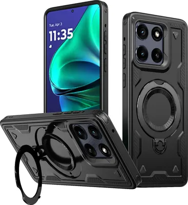 Produktbild von Dual Layer Hülle für Motorola Edge 60 Stylus/Moto G Stylus 5G (2025) mit Ring Ständer Magnetisch Stoßfest Handyhülle Schwarz