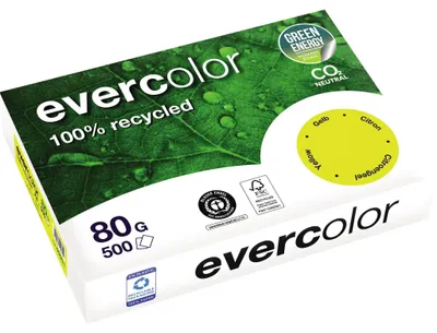 Obrázek produktu pro Clairefontaine Clairefontaine Recyclingpapier Evercolor gelb DIN A4 80 g/qm 500 Blatt