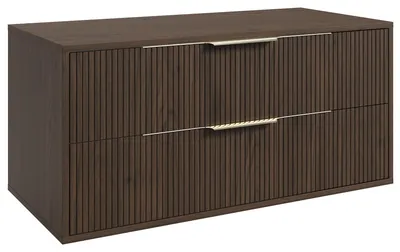 Produktbild von Badplaats Waschbeckenunterschrank Rimini 100 x 46 cm Walnuss Braun - Hängender Badezimmerschrank mit 2 Soft-Close Schubladen