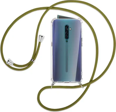 Produktbild von Handykette Backcover-Schutzhülle mit Band (Metall silberfarben) für Oppo Reno2 - khaki