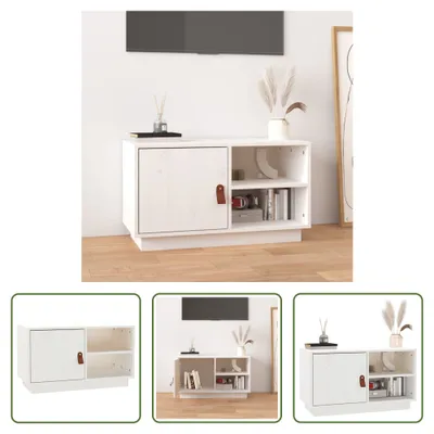 Obrázek produktu pro The Living Store TV skříňka bílá 70x34x40 cm z masivního borovicového dřeva