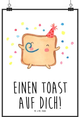 Produktbild von Mr. & Mrs. Panda Bild Toast Party DIN A2 - Weiß - Geschenk, Plakat, Hochzeitstag, Valentinstag, für Frauen, drucke, Wandbild, Liebesgeschenk, Liebesbeweis, Kunstdruck