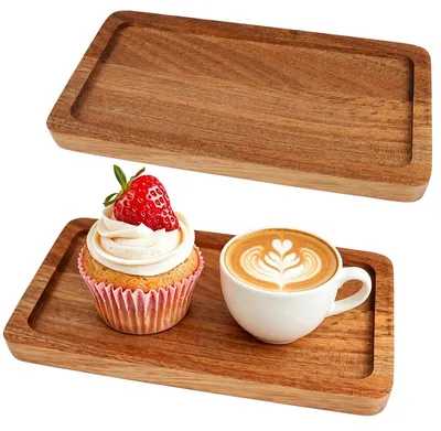 2er Set Holztabletts 20×10×1,5 cm, rechteckig, braun