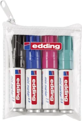 Produktbild von Edding 0.5 mini, 4 Stück(e), Schwarz, Blau, Hellgrün, Rot, Feine Spitze, Mehrfarbig, 3 mm