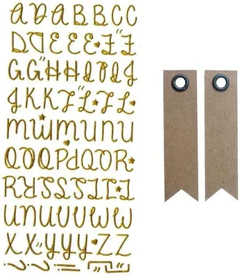 Produktbild von Aufkleber Alphabet mit golden Glitzer + 20 Wimpel Kraft Etiketten